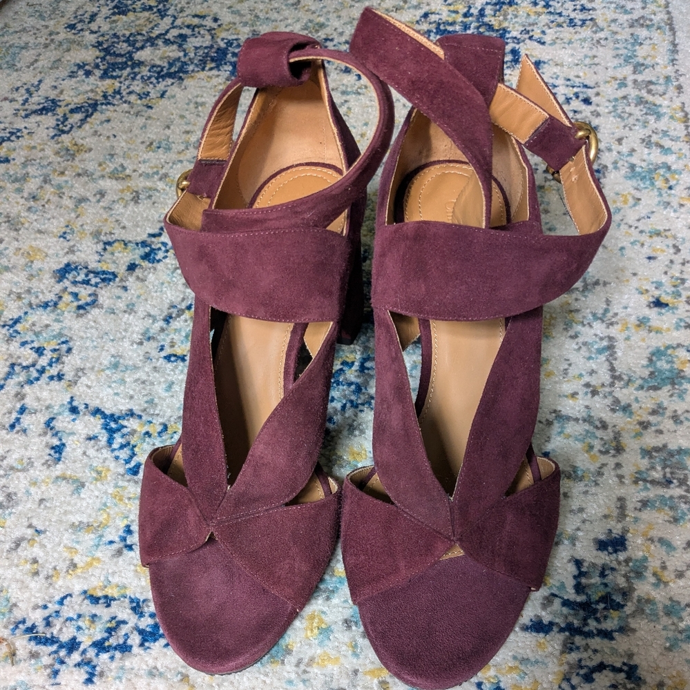 Chloe Graphic Leaves Suede Sandals 39